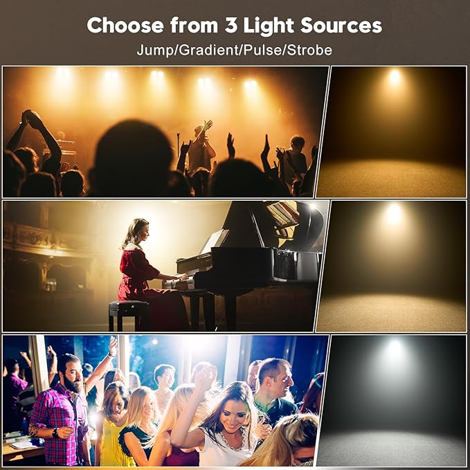 Stage Lights, 120W COB Spotlights LED Par Can Blinder Lights, 2 in 1 Cool White & Warm White DMX512 Sound Activated Audience Uplights for Events Party Wedding Theater Church Concert Dance 8Pcs