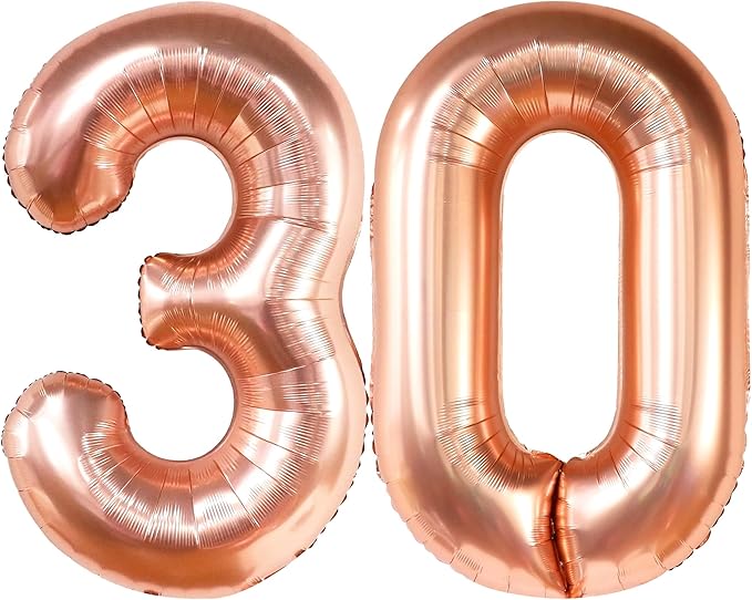 KatchOn, Rose Gold 30 Balloon Numbers - Huge, 40 Inch | Foil 30th Birthday Balloons | Number 30th Balloons For Her | Rose Gold 30th Birthday Decorations for Her | 30th Birthday Decorations for Women
