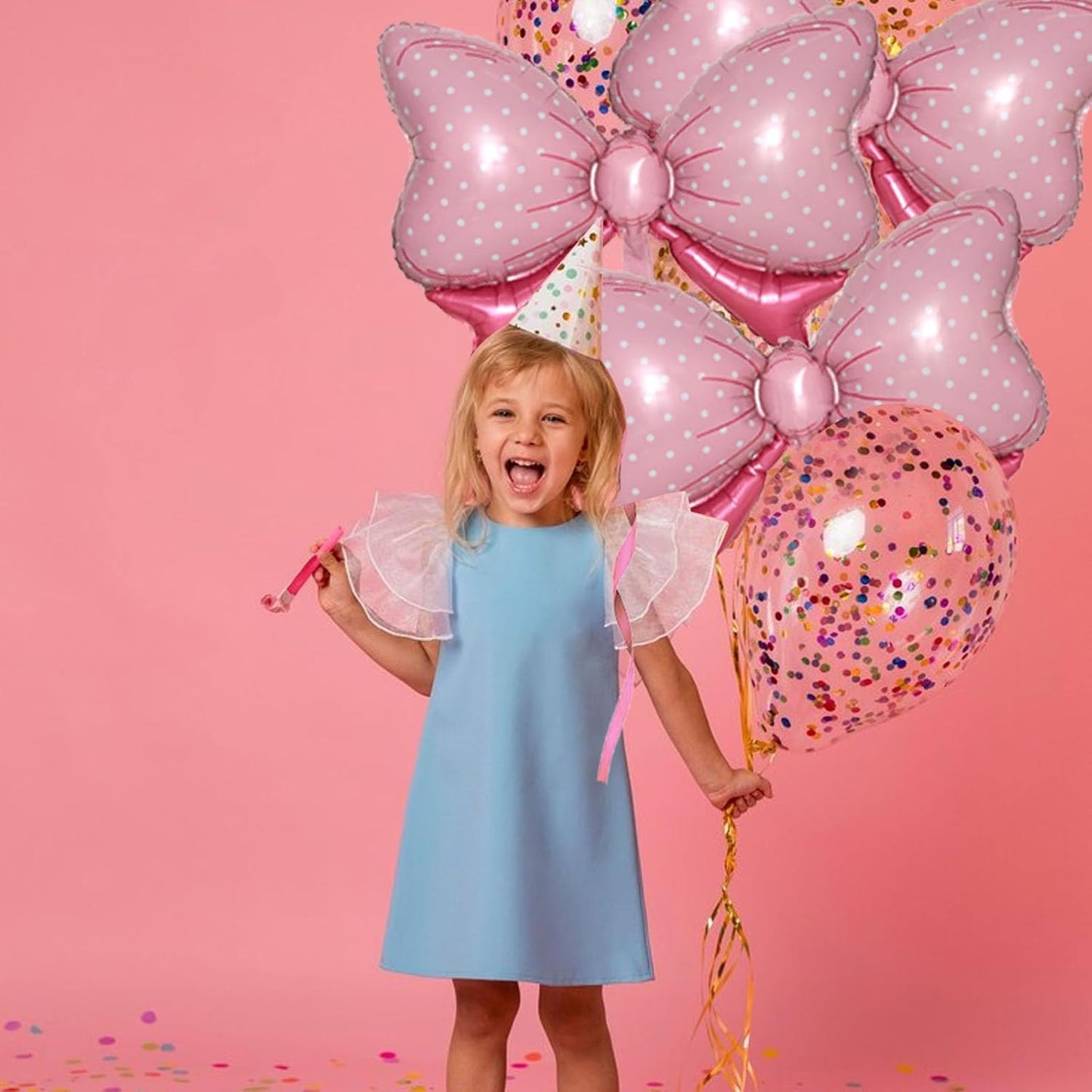 36 Inches Bow Foil Balloon Huge Bowtie Pink Balloon for Baby Shower, Wedding, Kids Theme Party Decoration (Pink1)