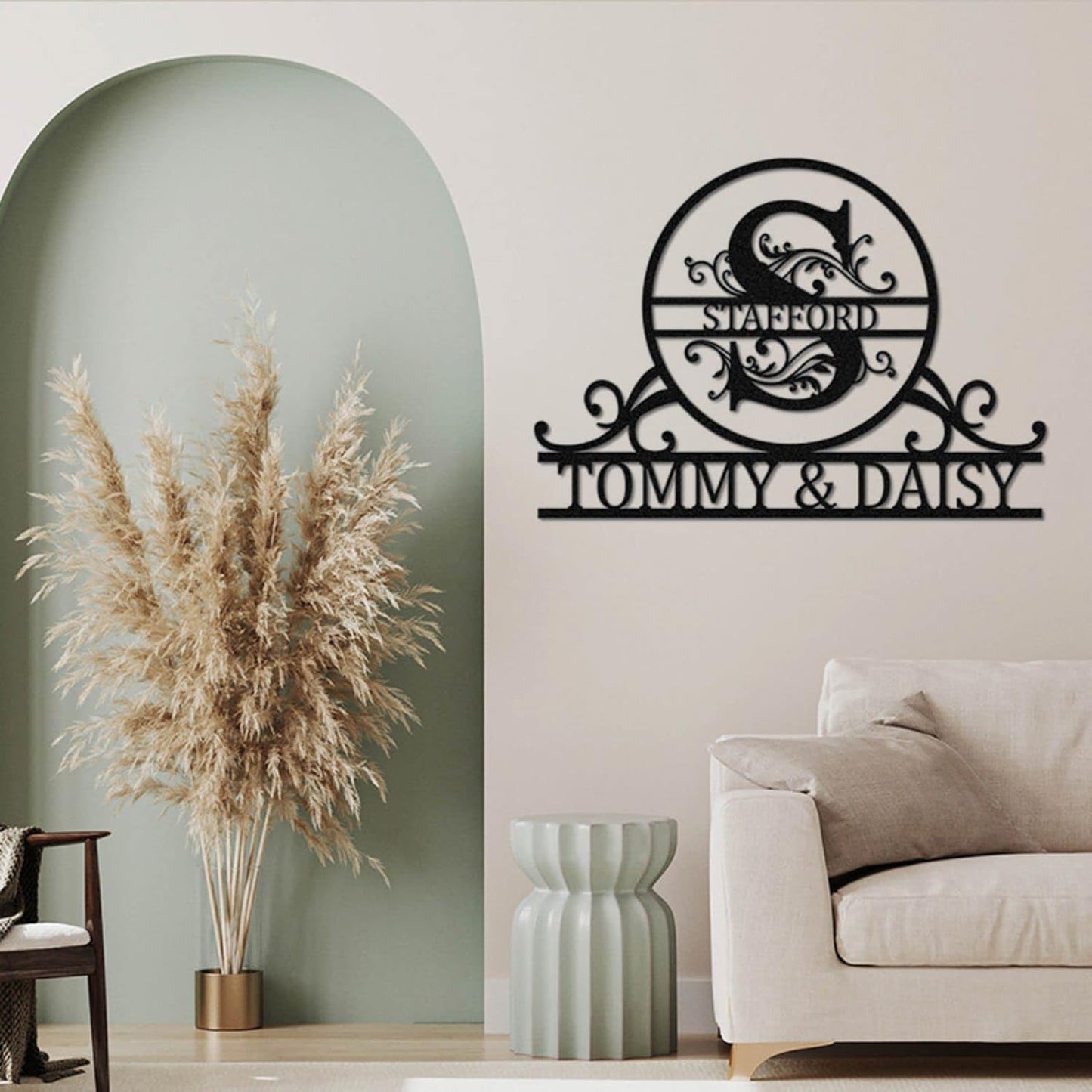 Personalized Metal Name Sign – Custom Last Name & Monogram Wall Décor for Home, Outdoor, or Office, Unique Metal Signs for Weddings, Housewarming, and Family Gifts