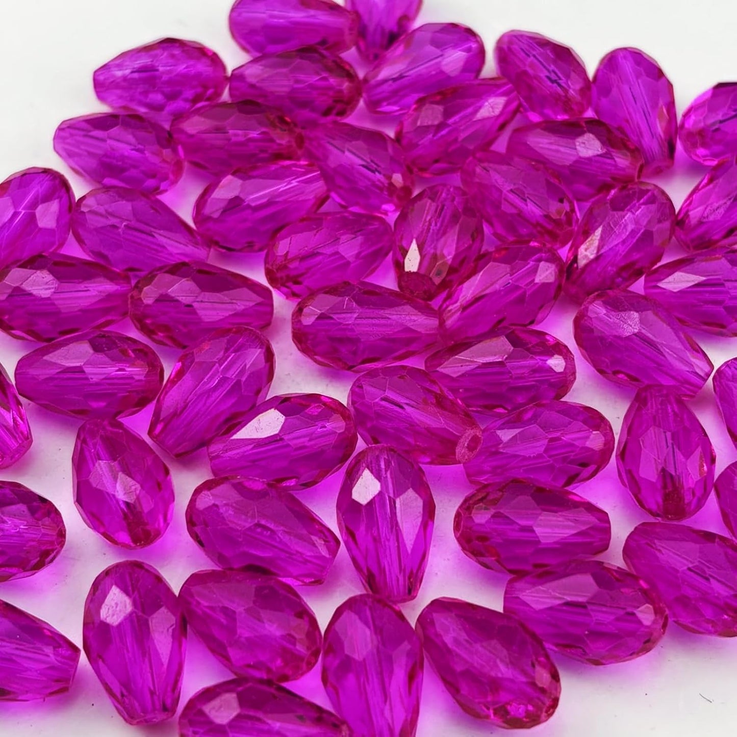 200pcs 3x5mm Teardrop Crystal Glass Beads for Jewelry Making, Faceted Vertical Hole Teardrop Glass Spacer Beads for Wind Chimes Bracelet Earring Necklace DIY Craft(Rose Red)