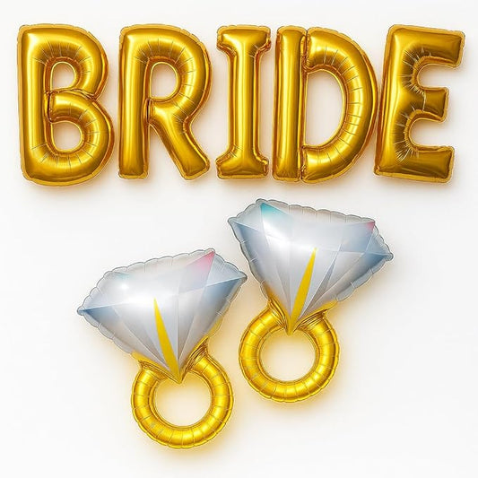 KatchOn, Giant Gold Bride Balloons Bachelorette - 40 Inch | Bride Balloons Gold for Bachelorette Party Decorations | Bridal Shower Balloon for Bridal Shower Decorations