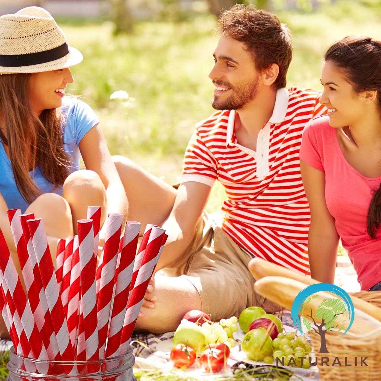 300 Pack Extra Durable Red Paper Straws Biodegradable- Heavy Duty Eco-Friendly Paper Straws Bulk- Drinking Straws for Juices, Restaurants and Party supplies, 7.7" (Red, 300ct)