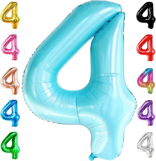 Giant Light Blue 0 Balloon Number - 40 Inch | 0 Foil Balloon | Light Blue Zero for Ocean Theme Birthday Party Supplies | 0 Mylar Light Blue Number | Zero Mylar Birthday decorations
