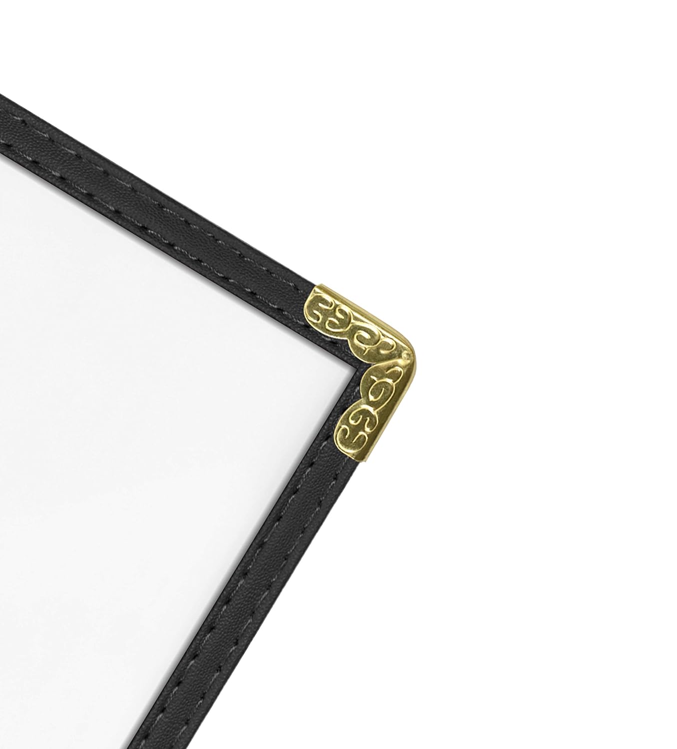 Goodsmart Restaurant Menu Covers - 25 Pack Black 8.5" x 11", 2-Page/4-View, Side-Loading Vinyl Menu Holders, Clear Sleeves, Double-Stitched Edge, Leather-Style Café Covers with Gold Corners