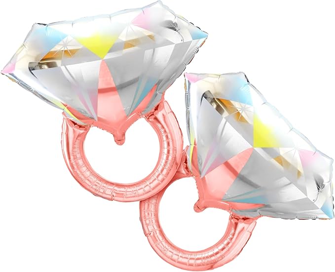 KatchOn, Rose Gold Diamond Ring Balloon - 26 Inch, Pack of 2 | Ring Balloon Bachelorette, Bachelorette Party Decorations | Engagement Party Decorations | Engagement Decoration, Bridal Shower