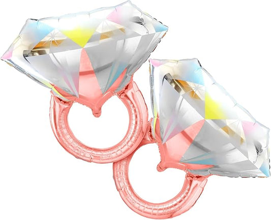 KatchOn, Rose Gold Diamond Ring Balloon - 26 Inch, Pack of 2 | Ring Balloon Bachelorette, Bachelorette Party Decorations | Engagement Party Decorations | Engagement Decoration, Bridal Shower