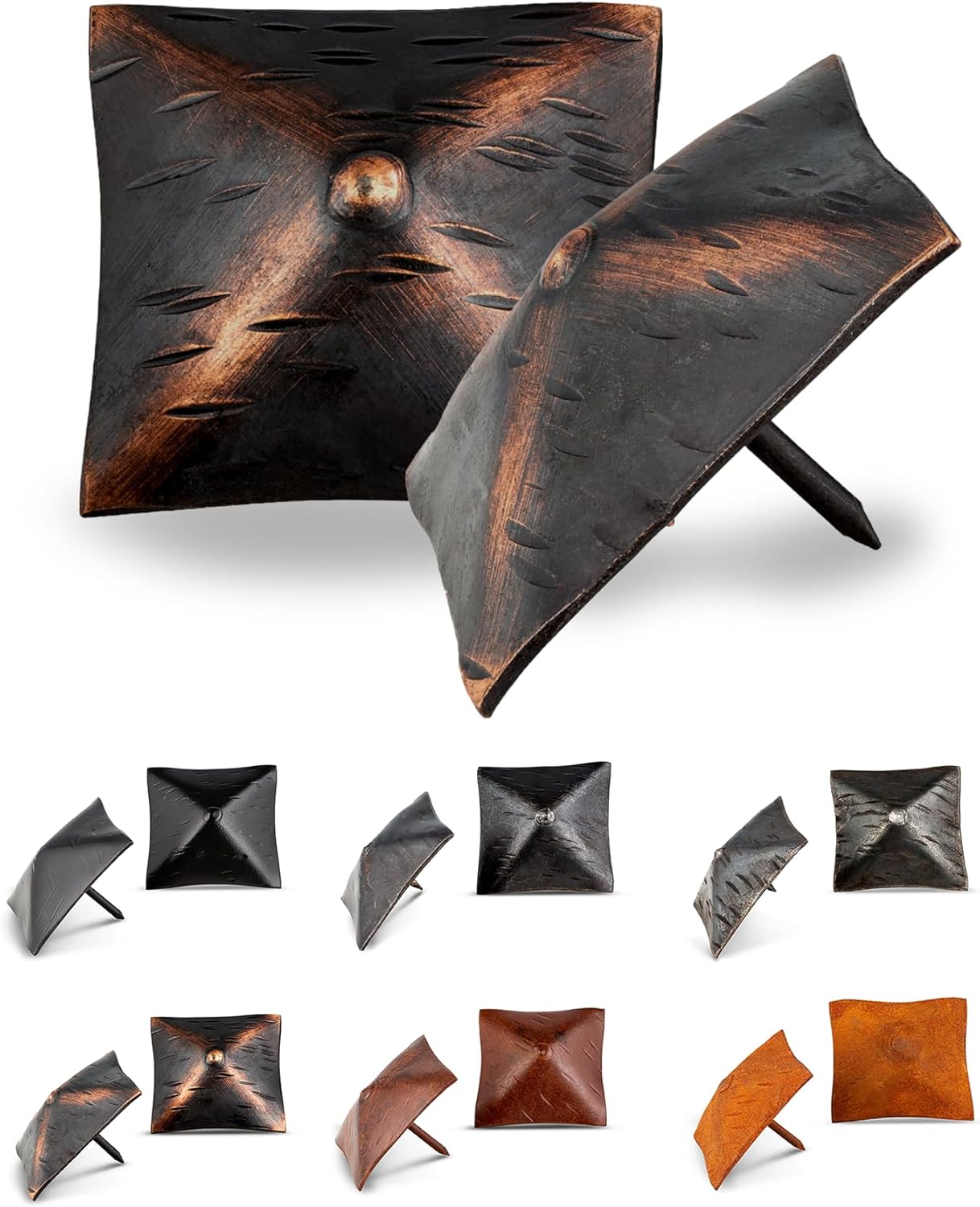 25 Pack 2" Square Head Iron Clavos Decorative Nails – Oil Rubbed Bronze – Handmade Rustic Square Fasteners for Farmhouse Shutters, Barn Doors, Shutters, and Gates – Ornamental Wood Accent