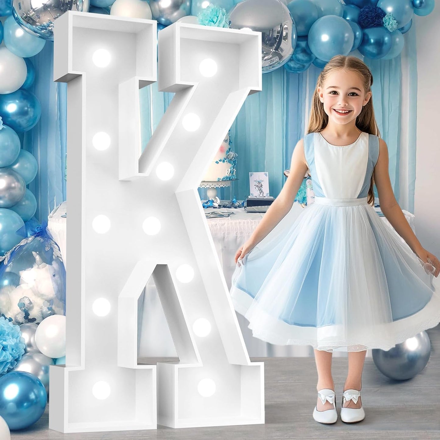 Ledido 4FT Marquee Light Up Letters, Cool White Light Up Letters Large Marquee Letter for Party Decorations, Mosaic Letter K for Balloons, Wedding Birthday Graduation Decor