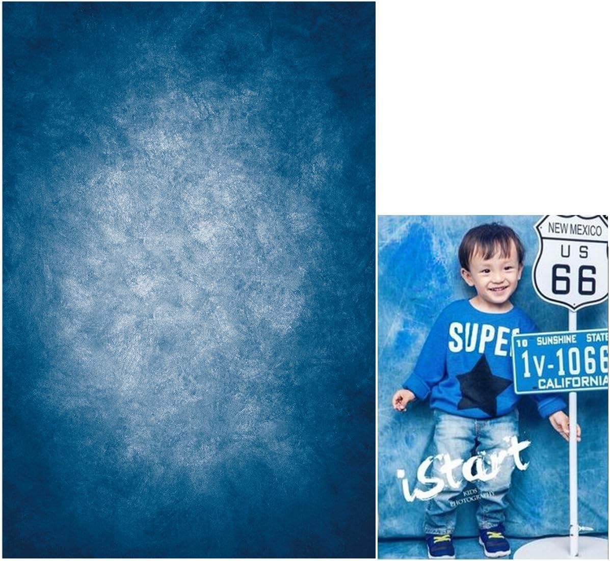 8x10ft Dark Blue Gradient Portrait Photo Backdrops Bright Center Abstract Photography Backdrop for Studio Photo Booth Prop Banner Decor Background