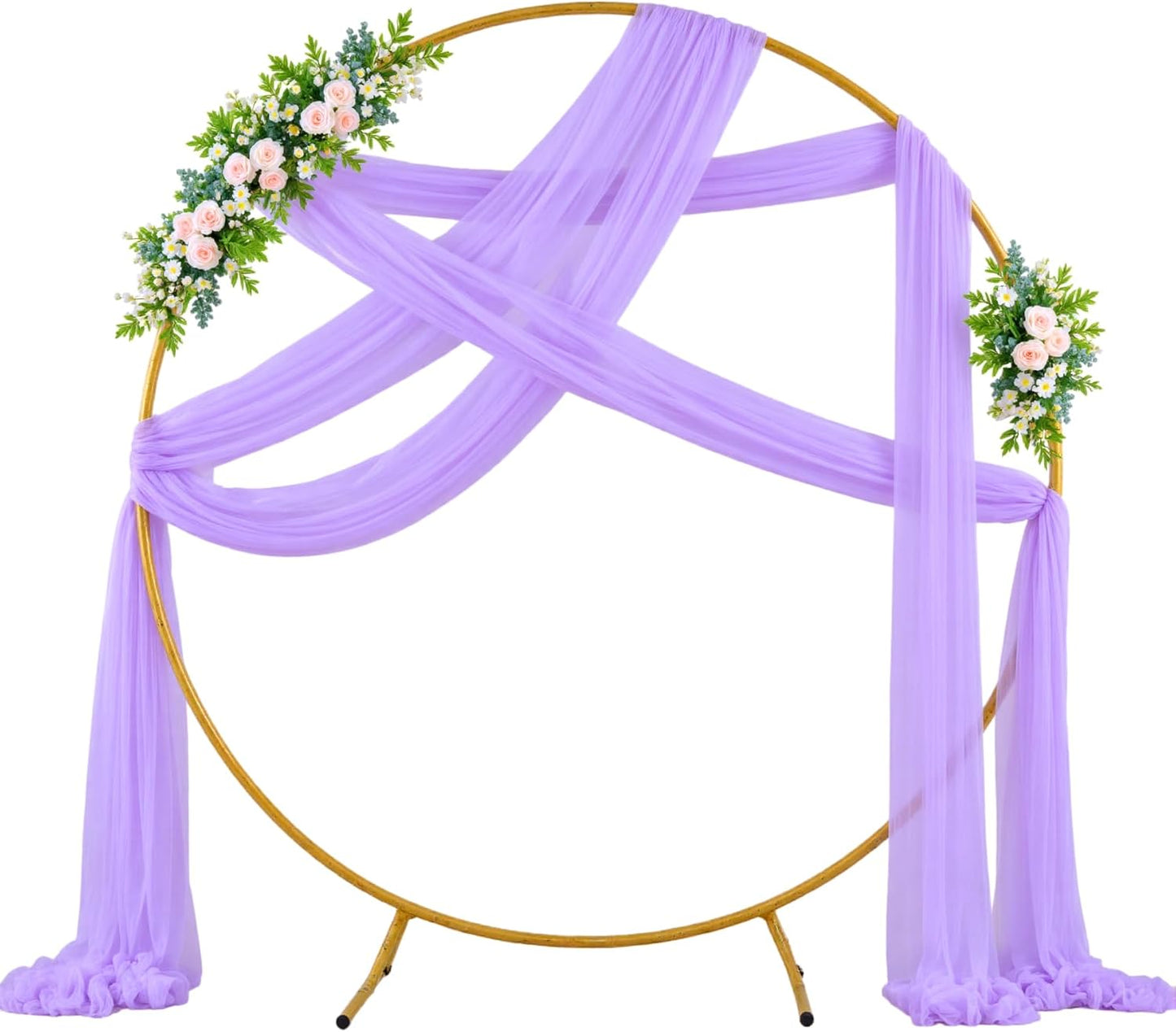 Wedding Arch Draping Fabric Backdrop 2 Panel 60" x 26Ft Purple Arch Drapes Curtains for Wedding Reception Sheer Tulle Backdrop Curtain for Ceremony Birthday Party Baby Shower Arbor Ceiling Decorations