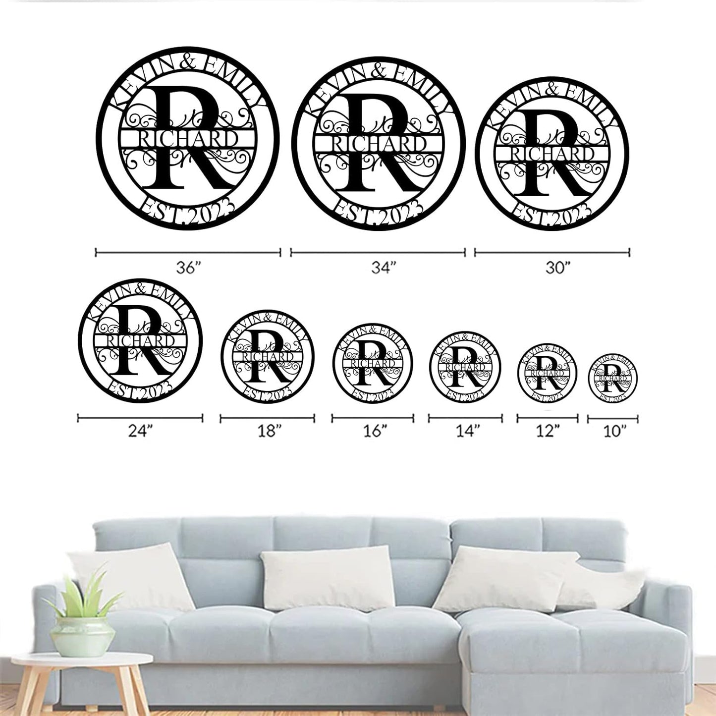 Custom Metal Sign - Last Name Signs - Monogram Wall Decor- Family Sign - Metal Signs for Outdoor - Personalized Wedding Gift for Couples