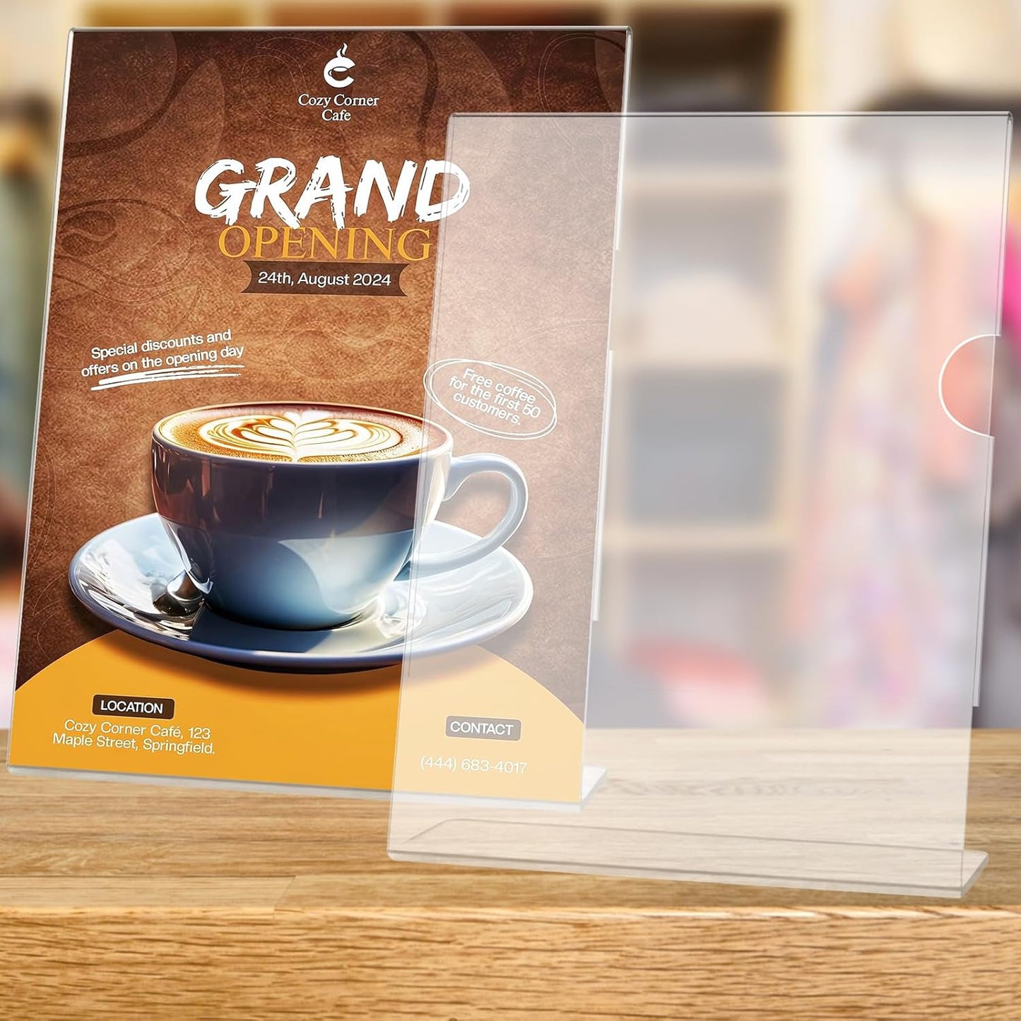 10 Pack Acrylic Sign Holder 5 x 7, L-Shape Clear Plastic Display Stand for Tabletop, Acrylic Stands for Flyers, Table Paper Holder, Vertical Sign Holder 5x7 for Restaurants, Office and School (Slant 10 Pack 5x7)