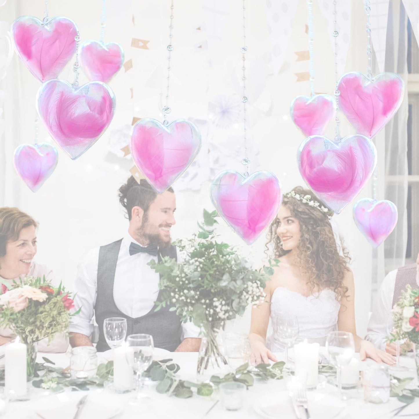 Jishi Clear Plastic Heart Ornaments 10-Pack Christmas Ornament Fillable Balls for DIY Crafts, Christmas Tree Decorations, Wedding Party, Xmas Holiday Home Decor, Open Decorative Hanging Ornaments 65mm