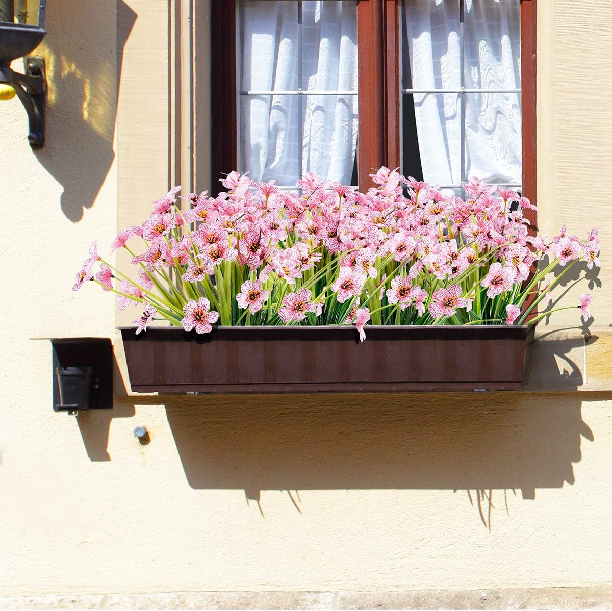 20 Bundles Artificial Flowers Outdoor UV Resistant Fake Flowers No Fade Faux Plastic Plants Garden Porch Window Box Decorating(Pink)…