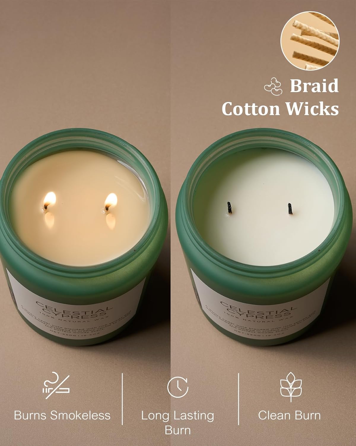 M&SENSE Celestial Cypress - Cedar & Spice Soy Jar Candles, Cedarwood Cardamom Large Winter Scented Candles 19.4oz 110 Hour Long Lasting Burn, Non Toxic Natural Warm Woody Scent Gifts for Men Women