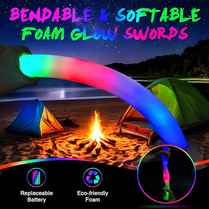 155 Foam Glow Sticks Bulk, Foam Light Up Sticks, Bulk Glow Sticks, LED Foam Sticks with 3 Mode Colorful Flashing,Glow in the Dark Party Supplies for Wedding, Birthday, Concert, Raves, New Year