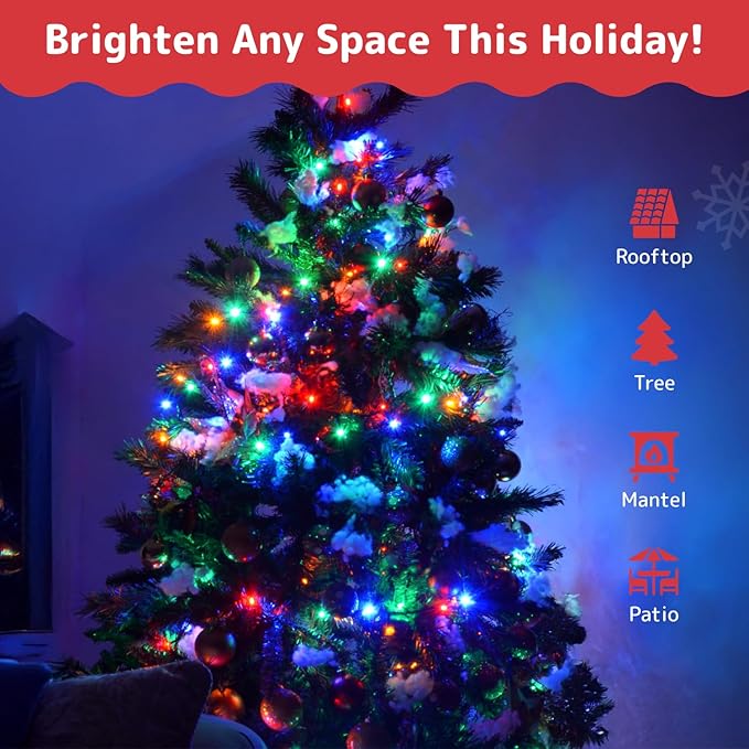 PREXTEX 50 Ct. Multi-Color Christmas Tree Lights with White Wire - 10 Ft Holiday String Lights for Indoor and Outdoor Use- Multicolor Incandescent Christmas Tree Decoration with End-to-End Connectors