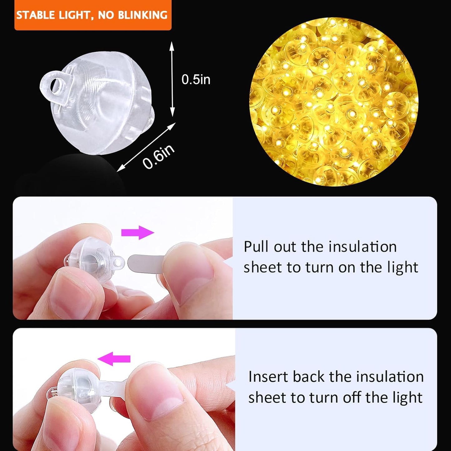 ZGWJ 200PCs Mini Led Lights with Hooks, Long Standby Time Balloons Light for Party Decorations,Paper Lantern,Easter Eggs,Birthday Party,Halloween Christmas Decoration(Glow steadily Warm White)