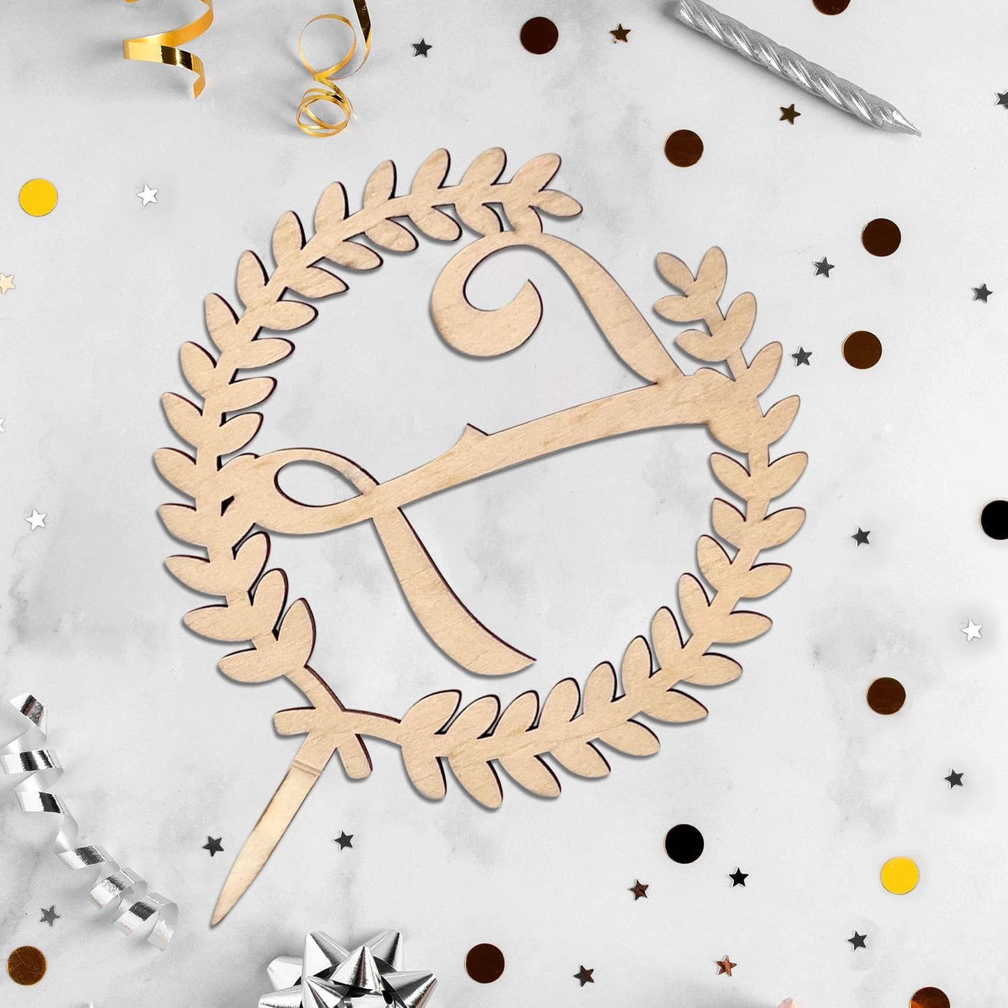 LINGTEER Personalized Inital Letter Z Wooden Cake Topper Perfect for Birthday Rustic Wedding Anniversary Keepsake Party Decoration