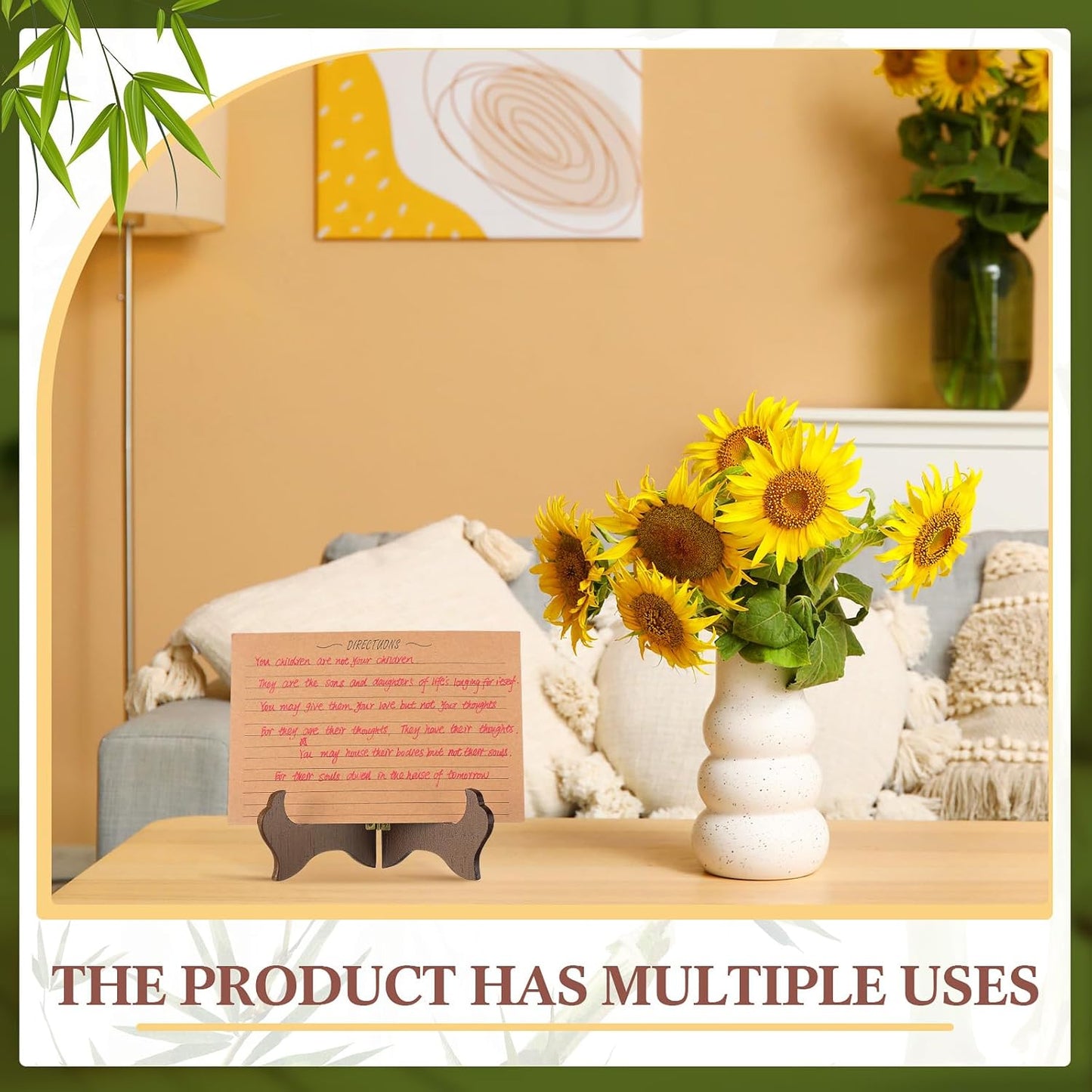 Tatuo 4 Packs Wooden Display Stand Decorative Plate Stands for Display Picture Frame Holder Easels (Brown,5 Inch)