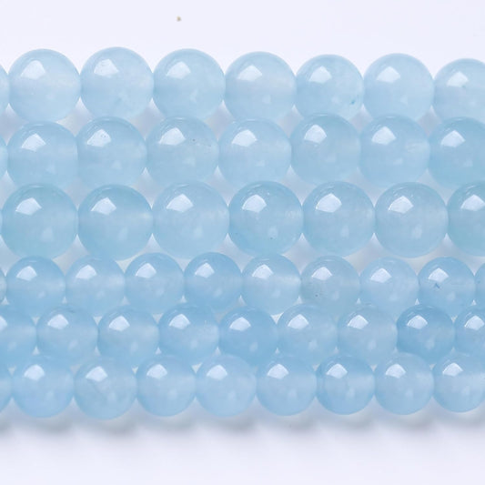 Ice Blue Chalcedony Stone Beads Gemstone Round Crystal Energy Jade Beads Stone Beads for Jewelry Making DIY Bracelet Necklace Jewelry Making 1 Strand 15.5inch 45PCS 8MM