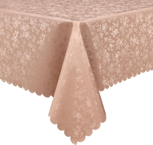 Smiry Rectangle Table Cloth, Waterproof Heavy Duty Vinyl Tablecloths, Wipeable Washable Table Cover for Kitchen and Dining Room (Tan, 60" X 120")