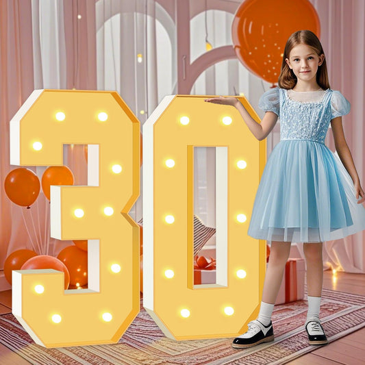4FT Marquee Numbers 30, Large Light Up Numbers 30th Birthday Decorations for Her Him, Cardboard Number for Women Men Anniversary Party Decor Backdrop, DIY Foam Board Mosaic Number Sign