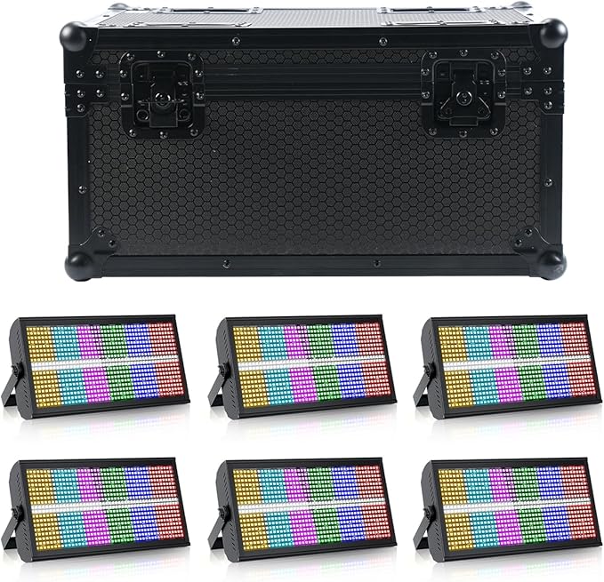 Led Wall Washer Light with Case,200W Stage Lighting Bar Dj Light Bar Party Lights DJ Disco Lights Professional DMX Control Auto Play Sound Activated Strobe Lighting for Church Wedding Club-6 PCS
