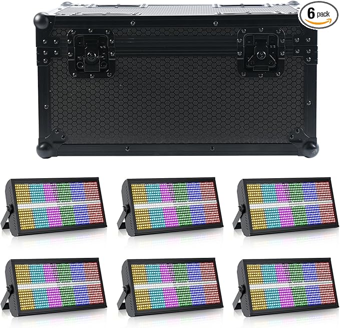 Led Wall Washer Light with Case,200W Stage Lighting Bar Dj Light Bar Party Lights DJ Disco Lights Professional DMX Control Auto Play Sound Activated Strobe Lighting for Church Wedding Club-6 PCS
