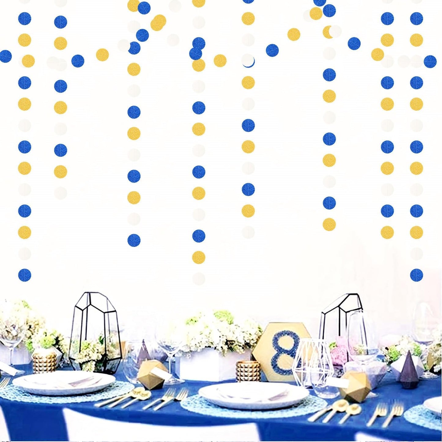 Navy-Blue White-Gold Birthday Party-Decorations Streamers - 52FT Graduation Hanging Paper Garland Banner,Baby Bridal Shower Wedding Engagement Bachelorette Supplies Backdrop Decor Hugtmr