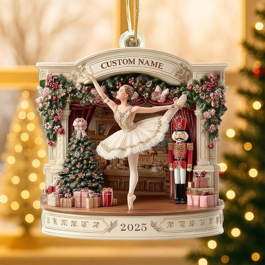 Personalized Ballerina 2D Flat Christmas Ornaments, Personalized Ballerina Ornaments for Christmas Tree, Custom Ballet Dancer Hanging Decors