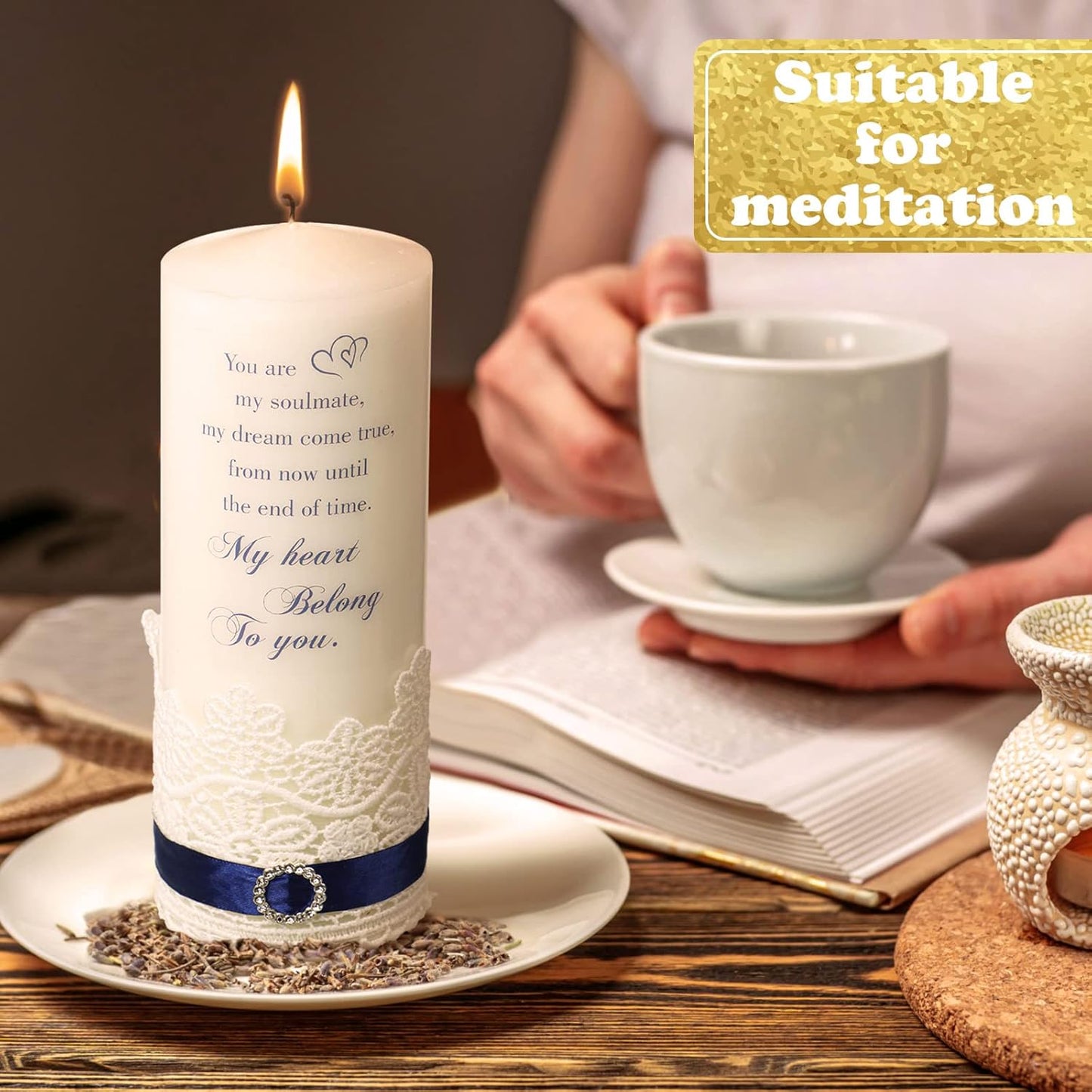 Frienda Unity Candles for Wedding Ceremony Set Wedding Unity Taper Candles Catholic Religious Ceremony Accessories(Heart Style)