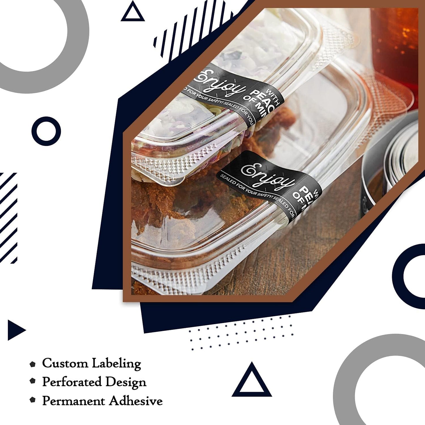 Angel's Peel Lounge Tamper Proof Stickers Roll — Tamper Evident Stickers for Food Safety, Delivery Bags, Drink Lids, Containers, Self Adhesive Seal Tape, Writable Surface - 1x3in 250-COUNTS, Black