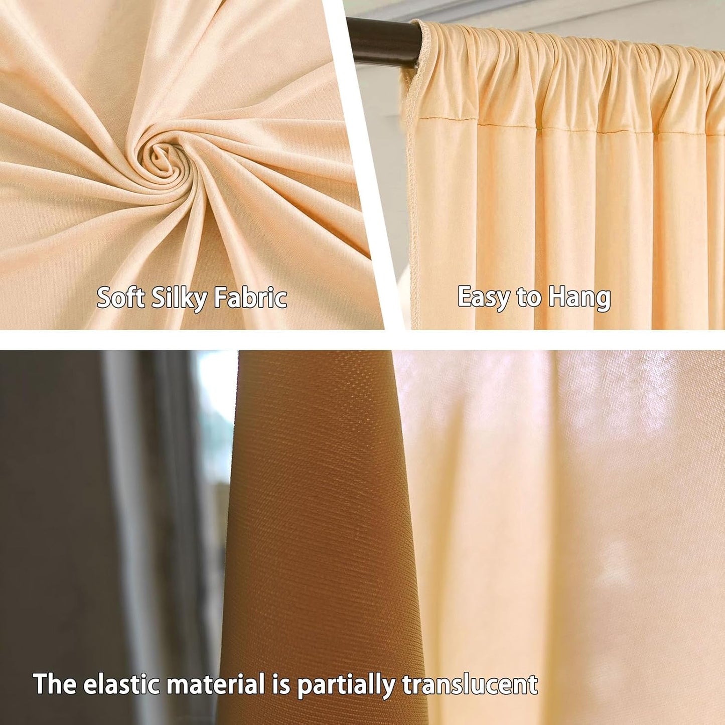 10 x 10 Feet Champagne Backdrop Curtain for Partie, Background Curtains for Photoshoot, Birthday, Wedding, Halloween, Thanksgiving, Christmas Day, New Year Party Decorations 5Ft x 10Ft, 2 Panels