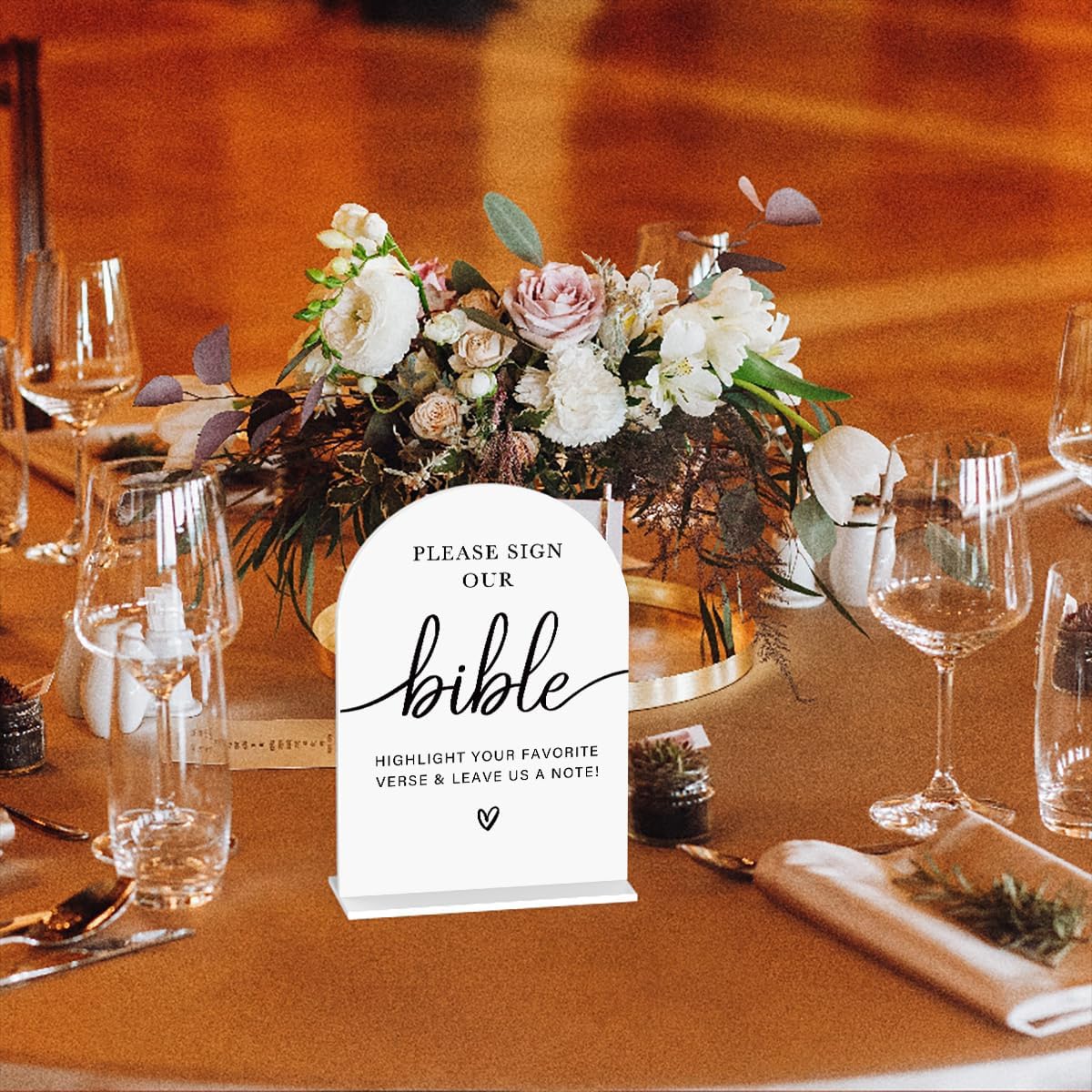 Acrylic Wedding Sign Wedding Signs for Ceremony Please Sign Our Bible Sign for Wedding Modern Calligraphy Arch Acrylic Table Top Sign for Wedding Reception and Event Party Table(white)