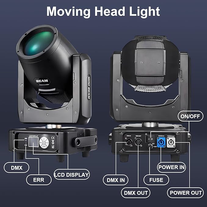 7r 230W Beam Moving Head Light Stage Lighting 14 GOBO 14 Colors RGBW Beam Sharpy Lights, 8 Prism 6 In1 Rainbow Stage Lights for Party Weddings DJ Shows Stage Performances