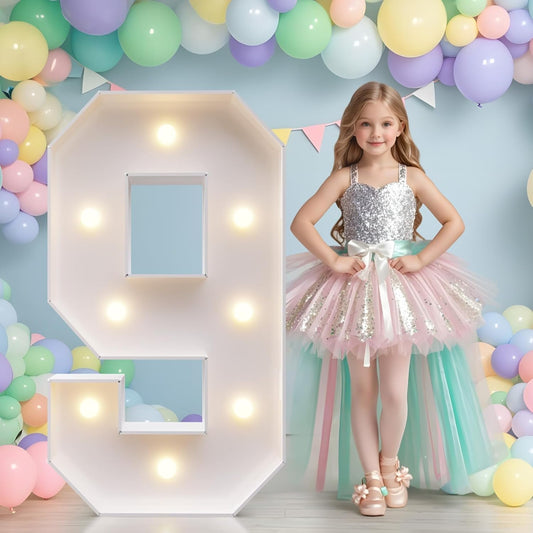 JoyMuse Marquee Numbers 3 Feet Tall, Light Up Numbers with Lights, Large Numbers for Party, Number 9 Light Up Numbers for Baby Showe Anniversary Birthday Decorations for Girls Boys