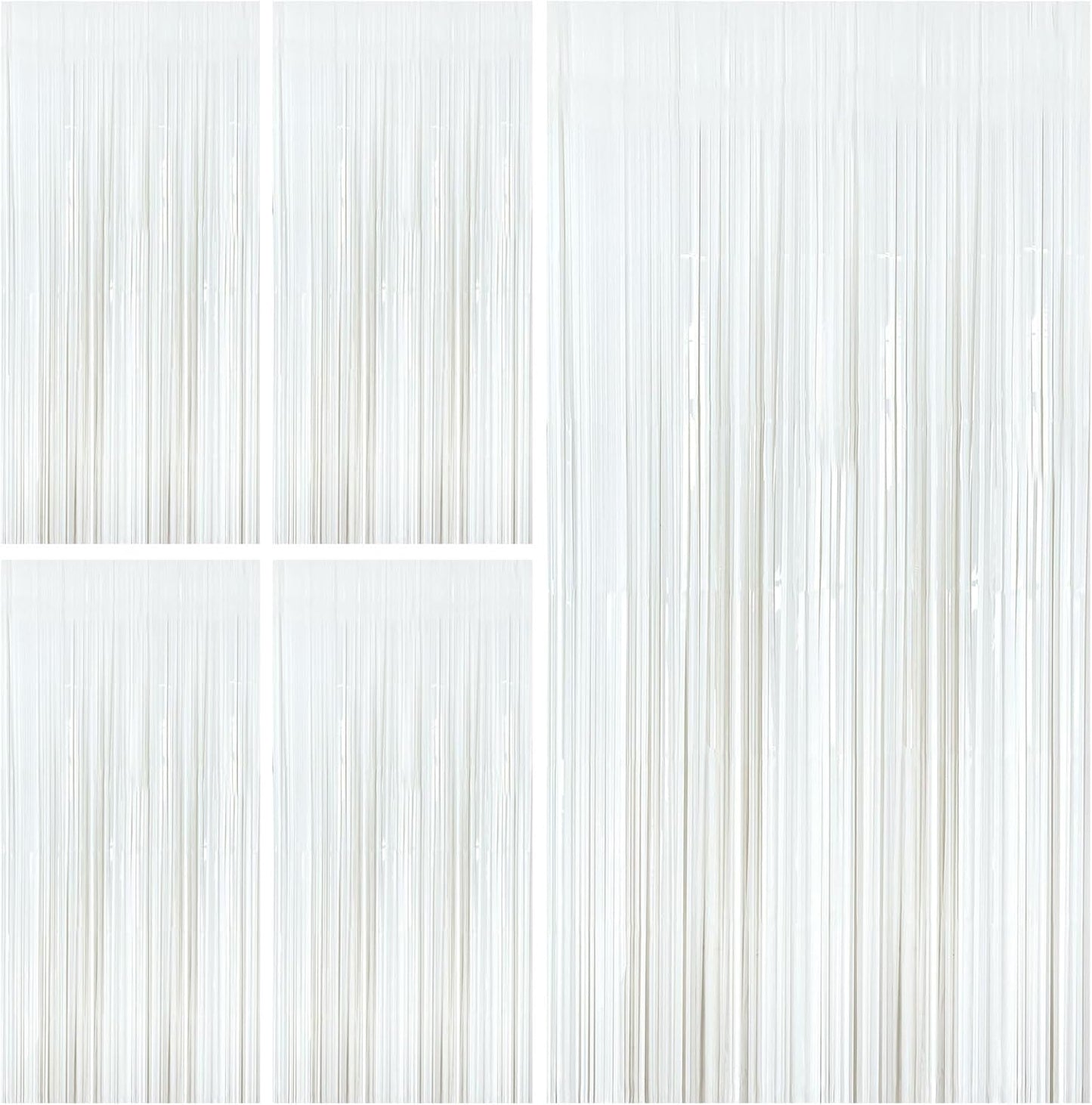 White Party Streamers Foil Fringe Backdrop Curtains Tinsel Streamers Birthday Party Decorations Fringe Backdrop for Birthday Party Graduation Bridal Shower