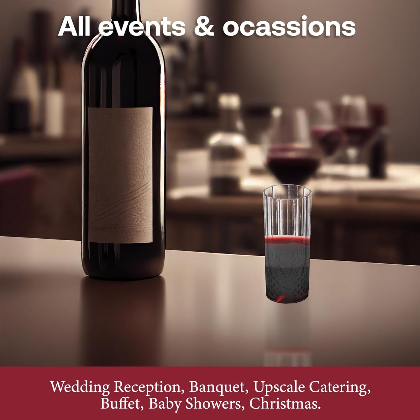 Smarty Had A Party 14 oz Plastic Highball Glasses Disposable – 48 Bloody Mary Glasses, Crystal-Cut Cocktail Cups Disposable Classy, 14 oz Plastic Cups for Parties, Weddings and Events