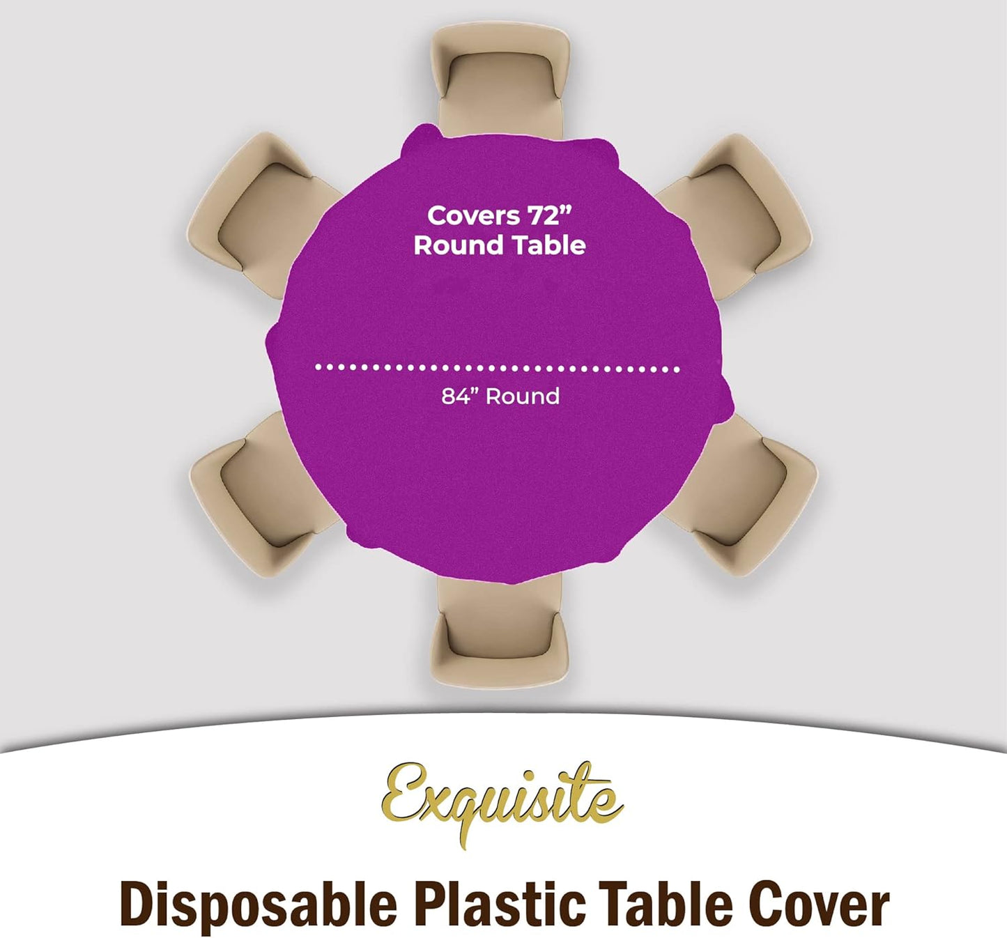 Exquisite 12-Pack Premium Plastic Tablecloth 84in. Round Table Cover - Magenta