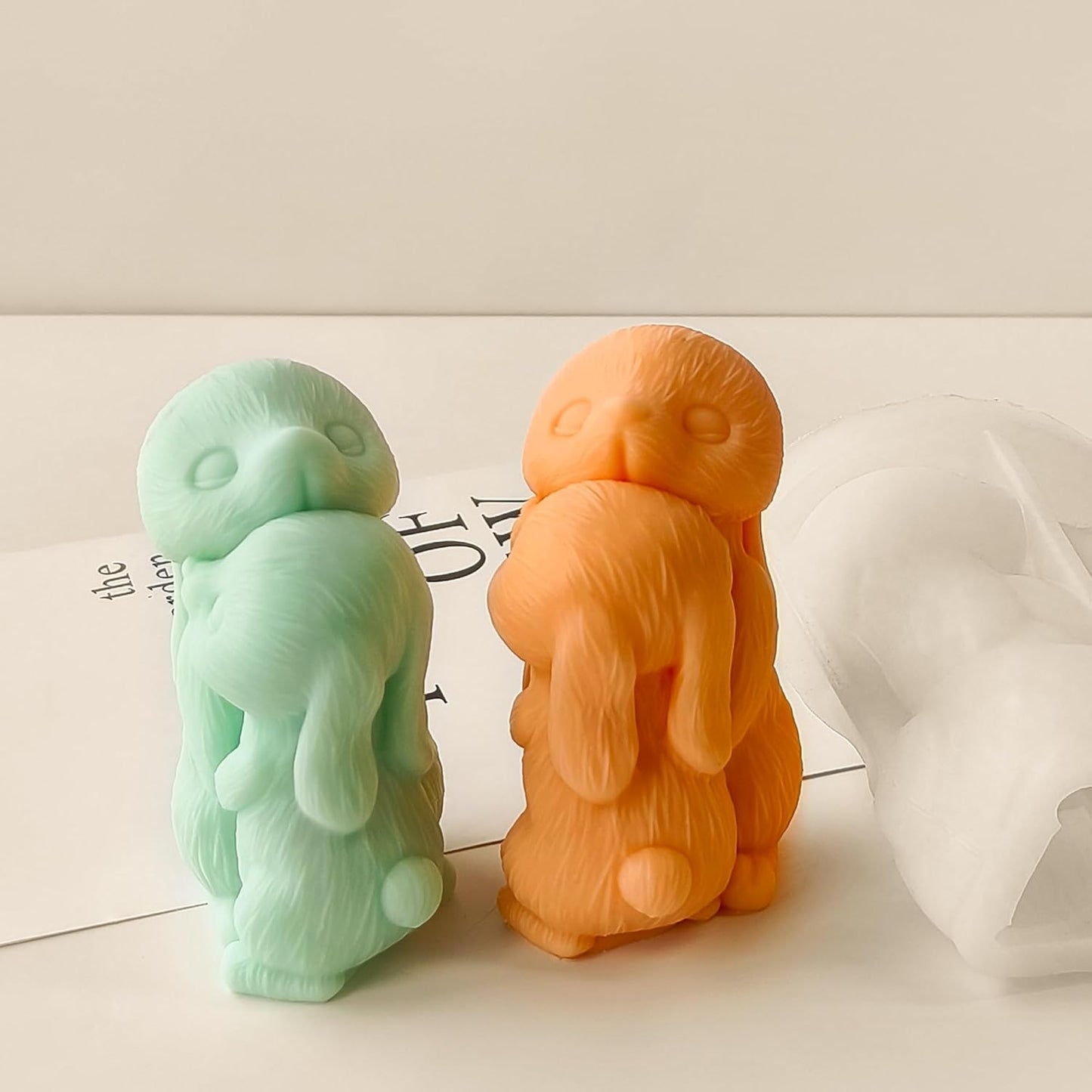 Couple Rabbit Candle Mold - Resin Casting Silicone Molds for Home Decor & Candle Making Wave Spiral Mold