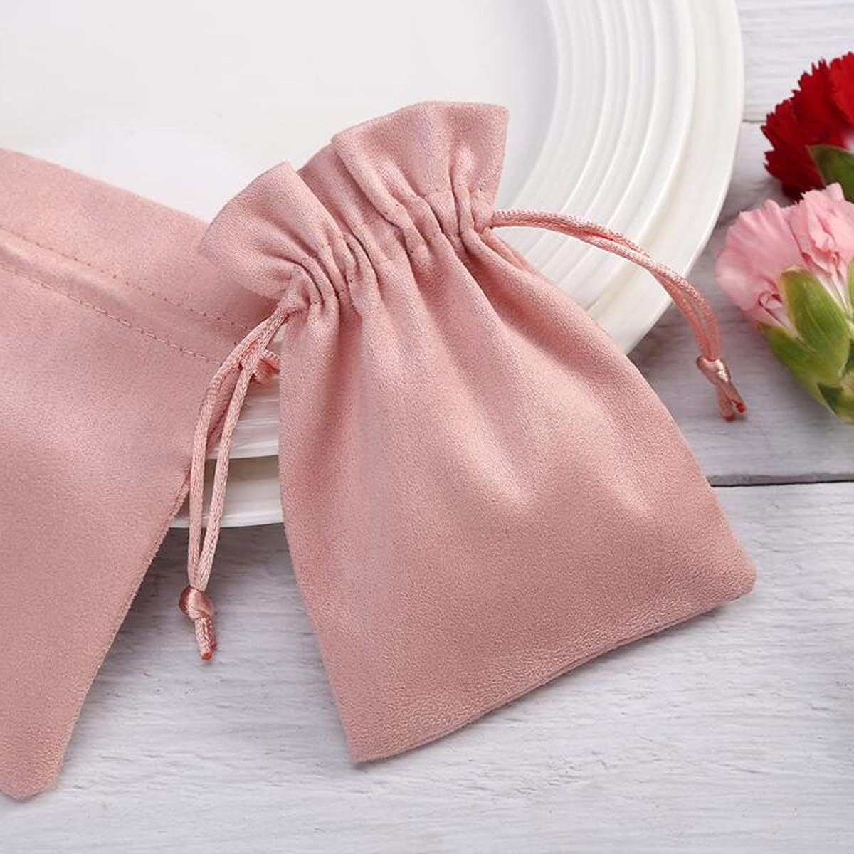 30 Pcs Pink Velvet Drawstring Bags Jewelry Pouches Jewelry Gift Bags Pouches Wedding Favors,3.9x5.9 inch