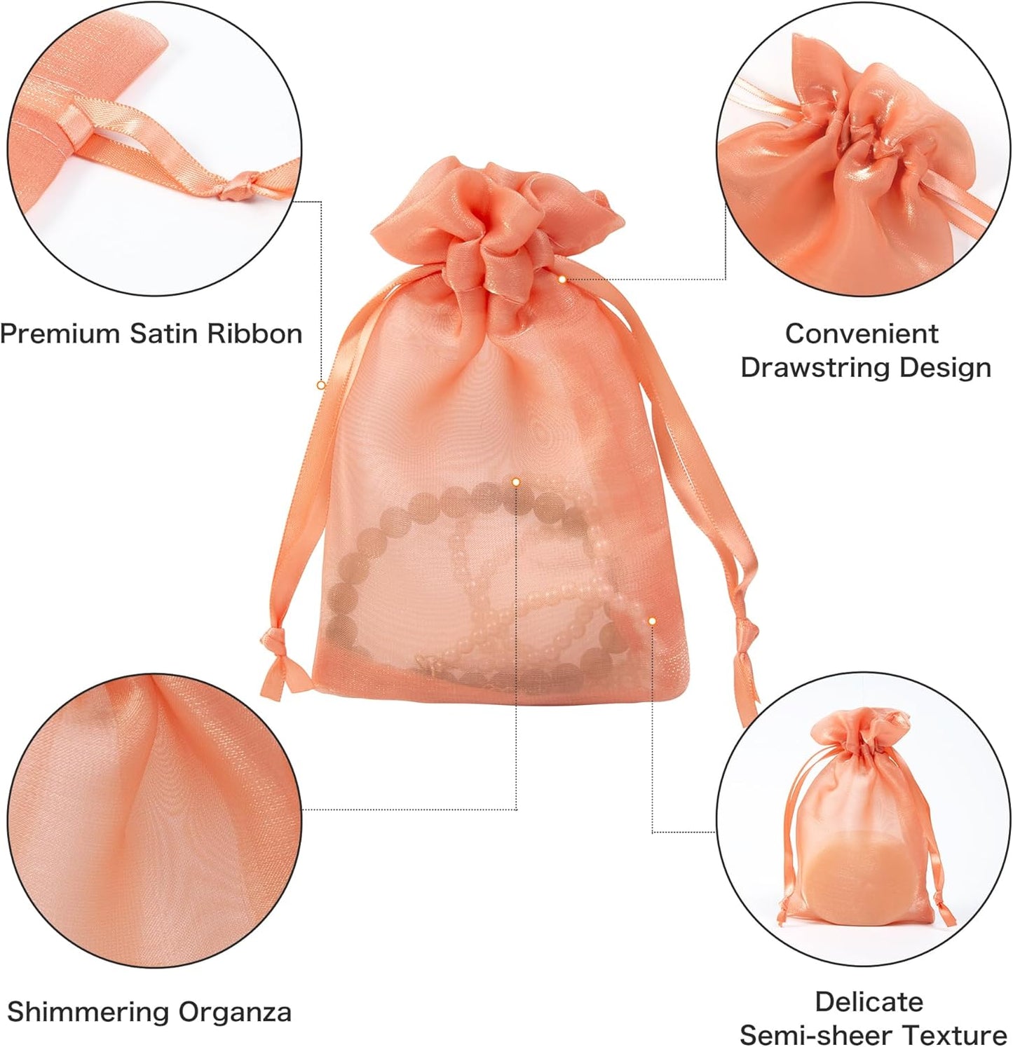 20 Pcs Orange Small Organza Bags 6X9 inch for Wedding Favors with Drawstring, Mini Mesh Gift Bags Jewelry Pouch for Candy Bridal Shower Party Favor Baby Shower Christmas
