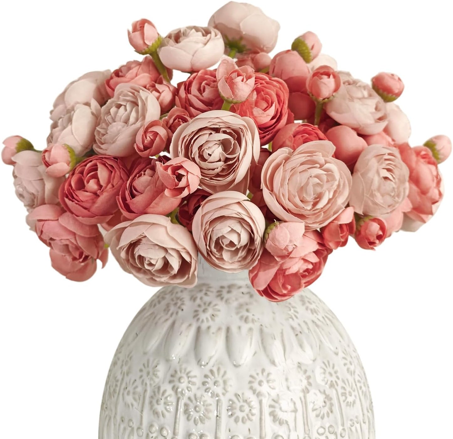 Letjolt Ranunculus Artificial Flower 18 Pcs Pink Silk Ranunculus Wedding Bouquet Engagement Centerpieces Arrangements Bridal Shower Decorations Home Decor, Deep Pink