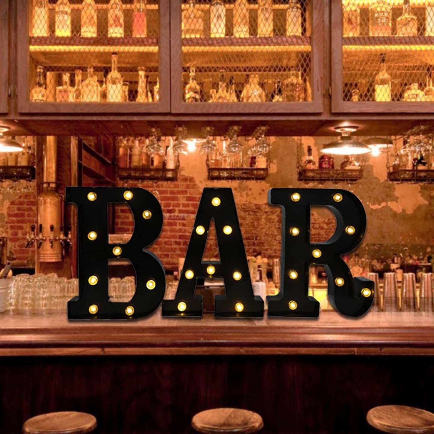 Led Marquee Letters, 8.58 Inch Black Light Up Letters, Small Led Letter Lights, Battery Powered Lighted Letterfor Table, Party, Birthday, Christmas Decor (Black, Letter M)