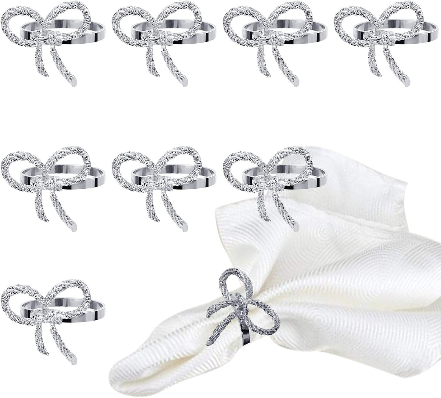 Pack of 6 Napkin Rings Alloy Hollow Out Flower Napkin Holder Dinning Table Napkin Ring for Dinner Parties Wedding Banquet Table Setting Family Gatherings Table Decor（Silver，6）