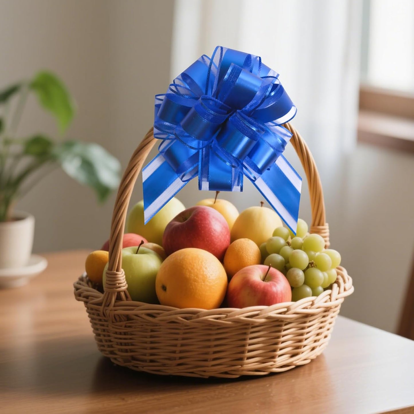 6 Pcs 6 Inch Blue Pull Bows, Perfect for Gift Wrapping, Weddings, Party Decorations, Crafts Easy-to-Use Pull Bows for Gifts and Events