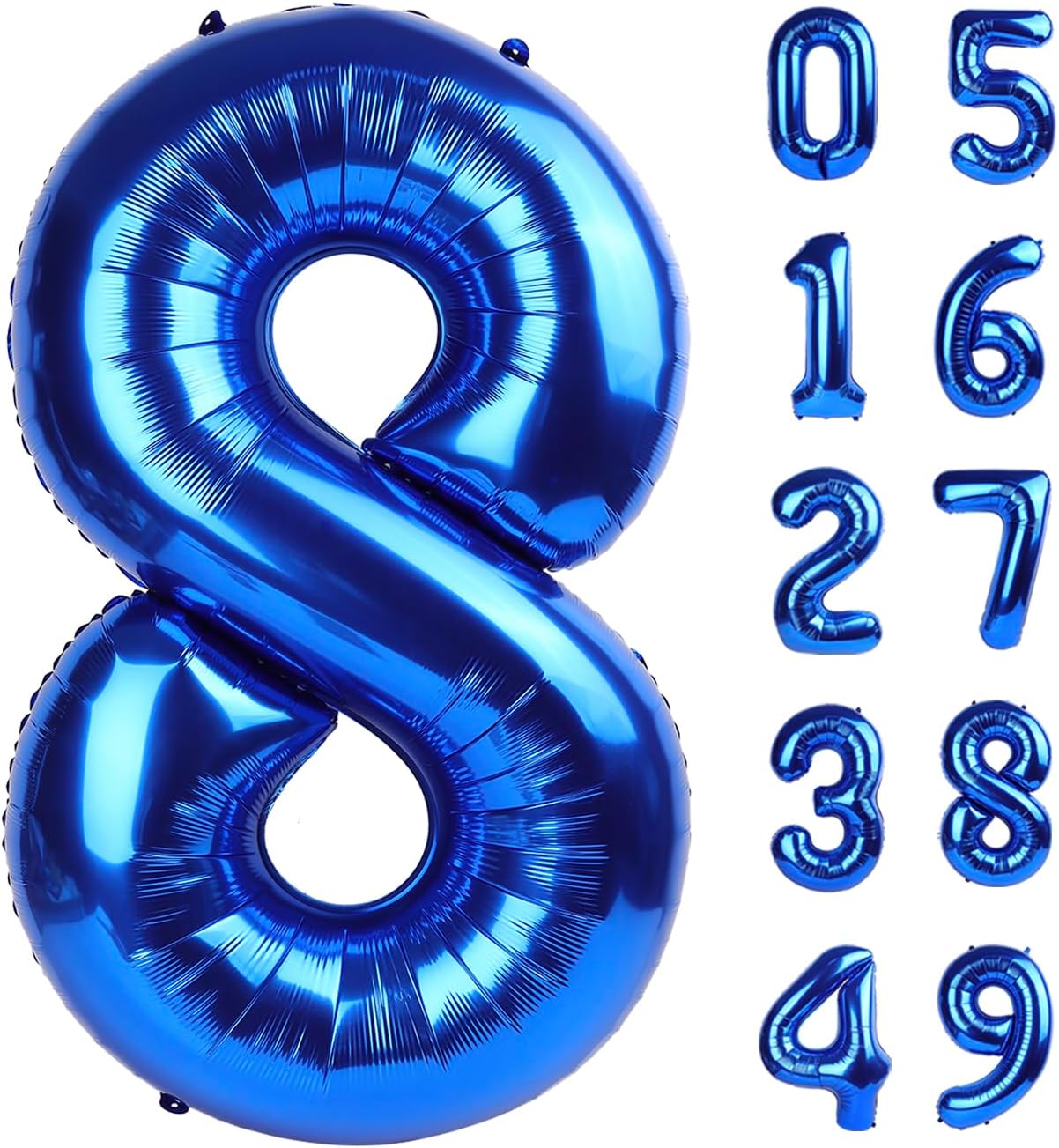 Navy Blue Giant Number 8 Balloon 40 Inch, 8th Eight Blue Birthday Decorations, Men Women 8 18 28 38 80 88 Birthday Number Balloons, 8 Balloon Number Anniversary Graduations Party Supplies