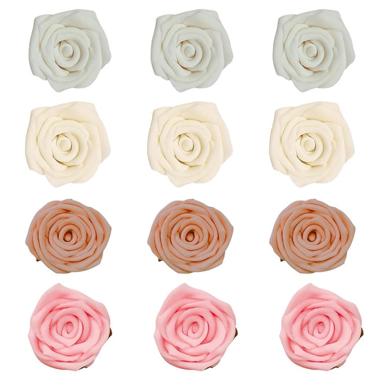 Confect Edible Rose Toppers – Edible Roses for Cake, Cupcake & Doughnut Decorating – Elegant Ombre Floral Toppers for Desserts- Vegan, Dairy-Free, Palm Oil-Free - Pack of 12